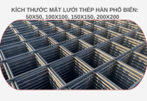 Kích Thước Mắt Lưới Thép Hàn Phổ Biến: 50x50, 100x100, 150x150, 200x200