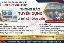 TUYỂN DỤNG VỊ TRÍ: NHÂN VIÊN KẾ TOÁN