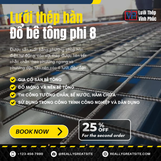 Lưới thép hàn đổ bê tông phi 8
