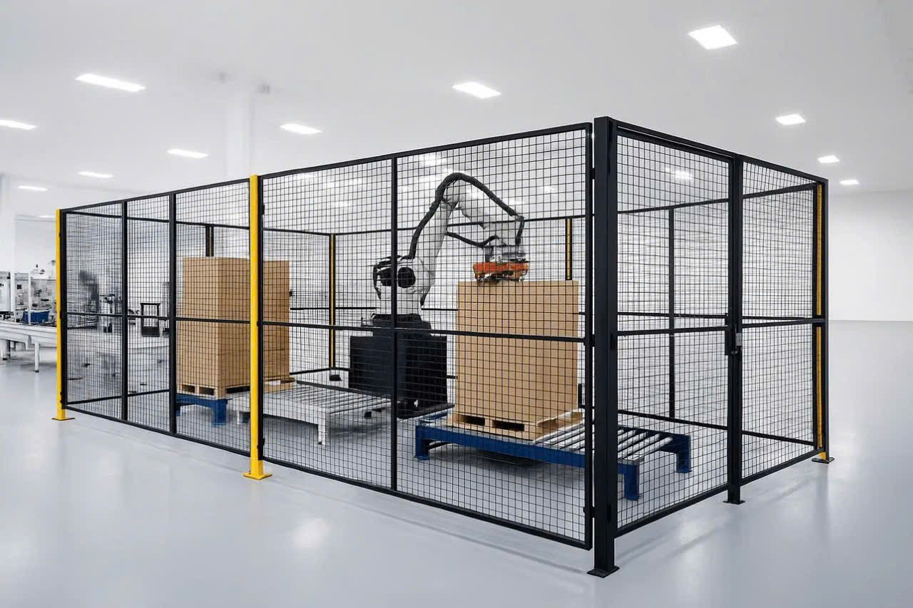 Hàng rào lưới thép ngăn kho.